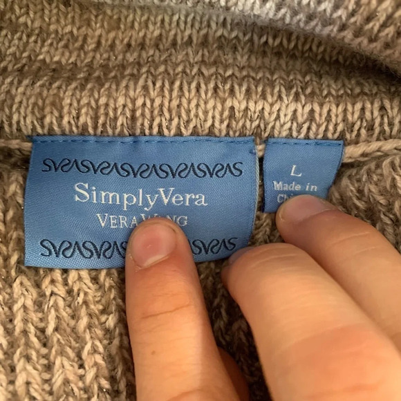 Simply Vera Vera Wang Women's Brown and Silver turtleneck women's size l… - Picture 3 of 3